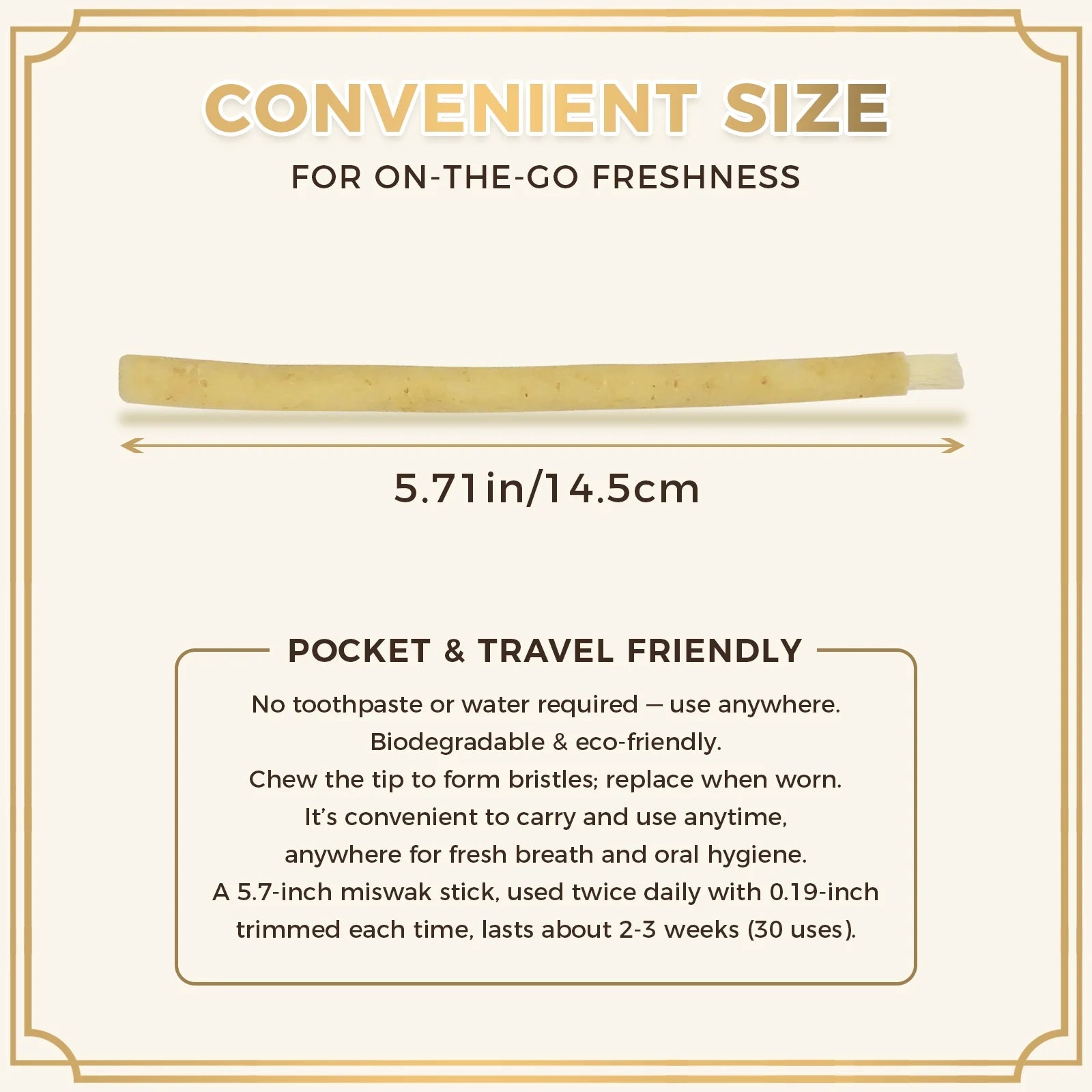 12 Pack Natural Miswak Sticks, Organic Wooden Miswak Toothbrush for Healthy Gums & Fresher Breath, No Toothpaste Required, Original Flavor