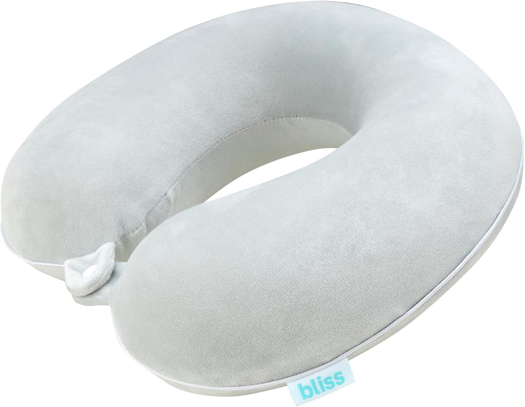 Neck Pillow - Lightweight U Shaped High Density Memory Foam Travel Neck Pillow with Snap Closure for Travelling, Size One Size, Grey Fleece