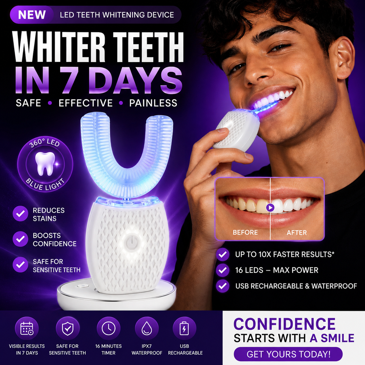 PureAura™ Ultrasonic U-Shape Toothbrush