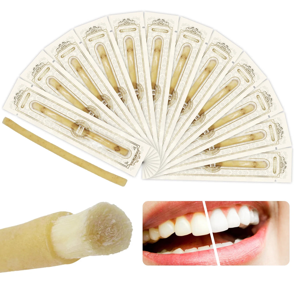 12 Pack Natural Miswak Sticks, Organic Wooden Miswak Toothbrush for Healthy Gums & Fresher Breath, No Toothpaste Required, Original Flavor