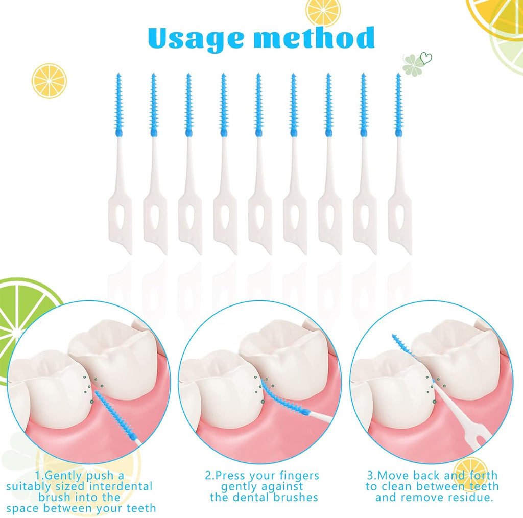 220 Interdental Brushes, Silicone Dental Picks with Case, Blue | Soft Flexible Silicone Tips, Dual-End Design, Portable Storage Case, for Daily Teeth Gap Cleaning and Gum Care
