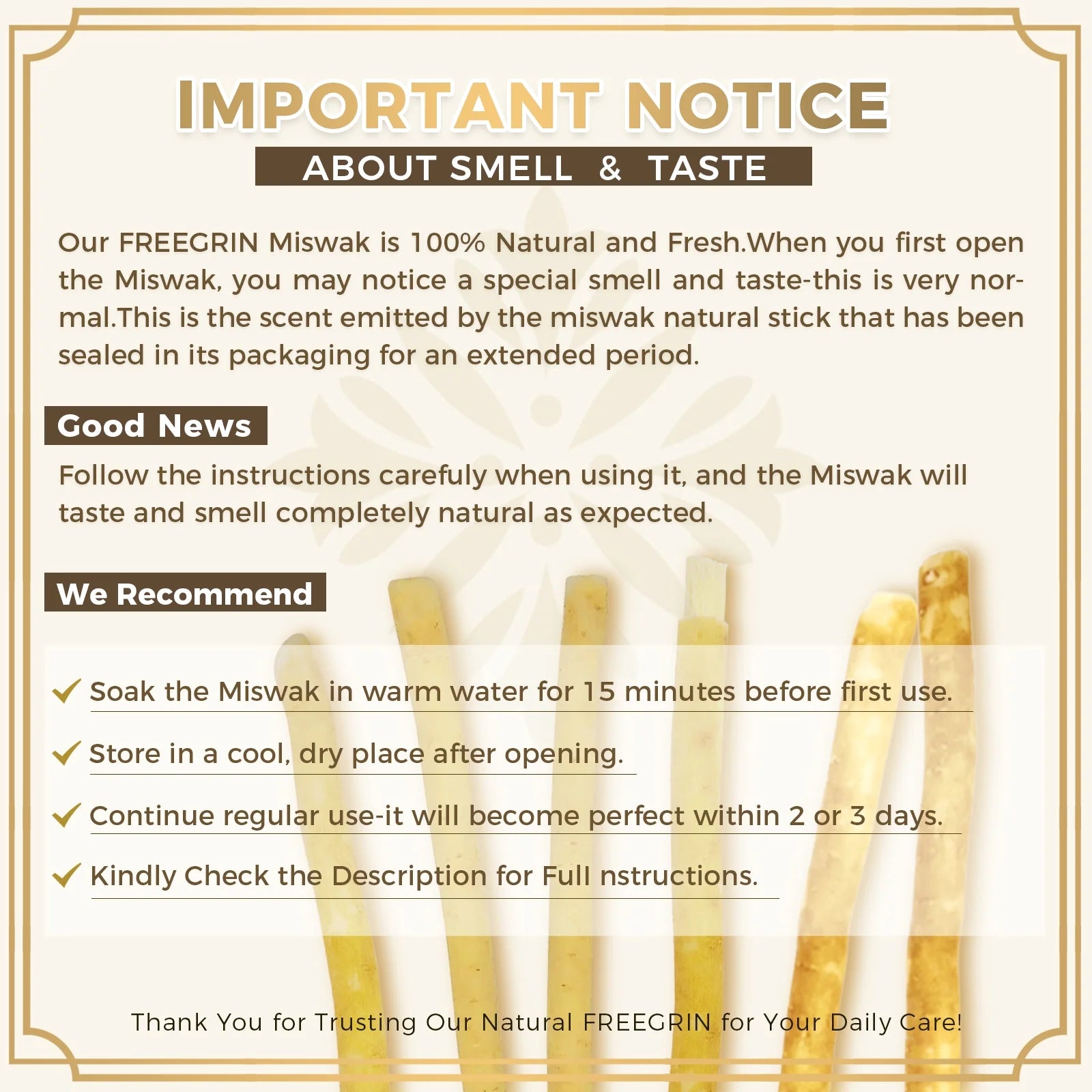 12 Pack Natural Miswak Sticks, Organic Wooden Miswak Toothbrush for Healthy Gums & Fresher Breath, No Toothpaste Required, Original Flavor